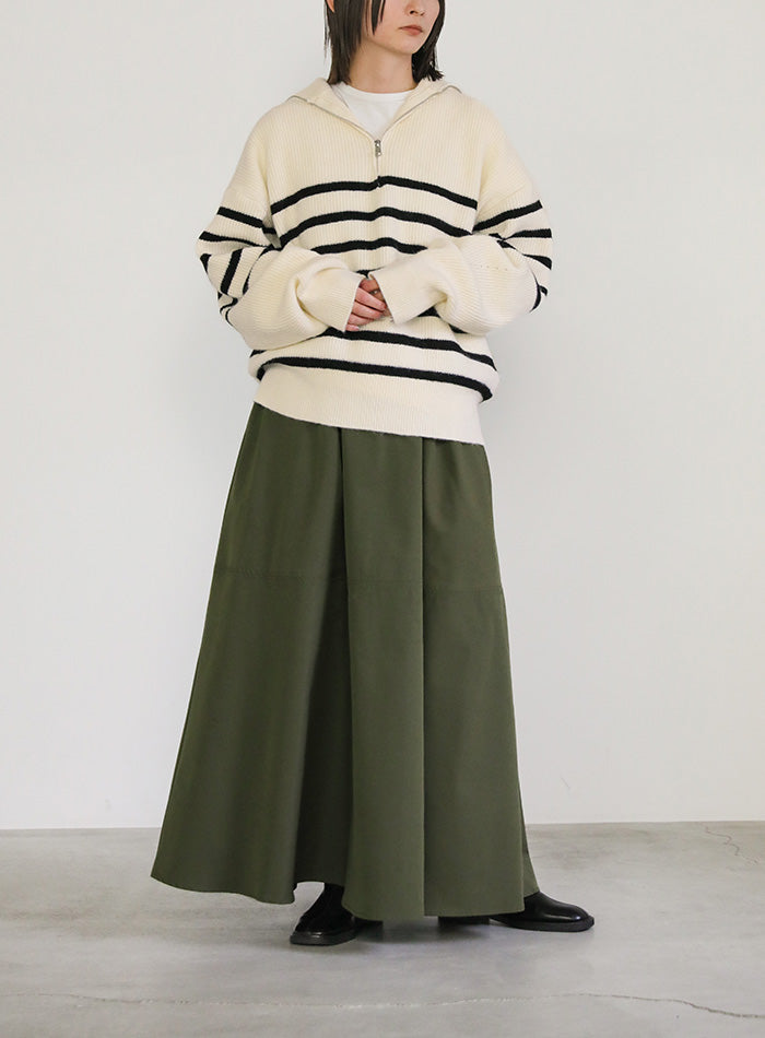 ハーフジップボーダーニットプルオーバー【SALE】