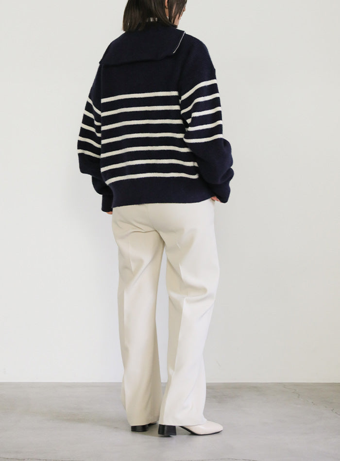 ハーフジップボーダーニットプルオーバー【SALE】
