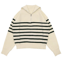 ハーフジップボーダーニットプルオーバー【SALE】
