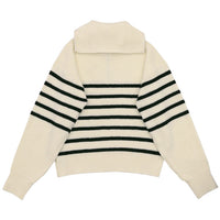 ハーフジップボーダーニットプルオーバー【SALE】