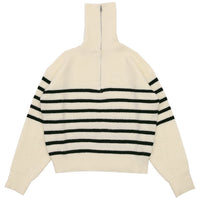 ハーフジップボーダーニットプルオーバー【SALE】