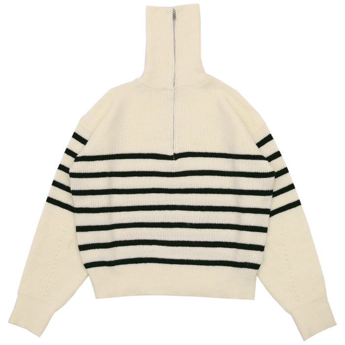 ハーフジップボーダーニットプルオーバー【SALE】