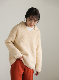 スキッパーローゲージニットプルオーバー【SALE】