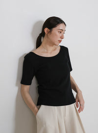 バレエネックハーフスリーブカットソー