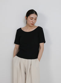 バレエネックハーフスリーブカットソー