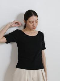 バレエネックハーフスリーブカットソー