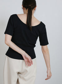 バレエネックハーフスリーブカットソー