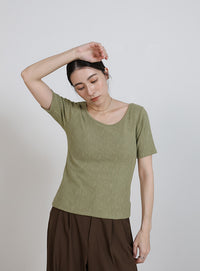 バレエネックハーフスリーブカットソー