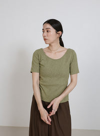 バレエネックハーフスリーブカットソー