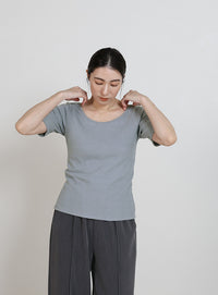 バレエネックハーフスリーブカットソー