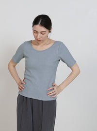 バレエネックハーフスリーブカットソー