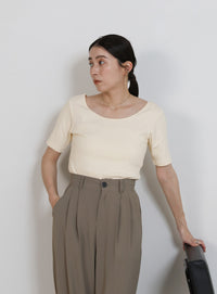 バレエネックハーフスリーブカットソー