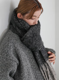 ボリュームフリンジヘリンボーンシャギーマフラー