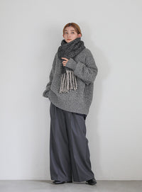 ボリュームフリンジヘリンボーンシャギーマフラー