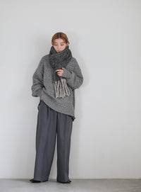 ボリュームフリンジヘリンボーンシャギーマフラー