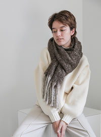 ボリュームフリンジヘリンボーンシャギーマフラー