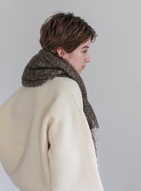 ボリュームフリンジヘリンボーンシャギーマフラー