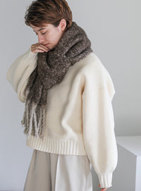 ボリュームフリンジヘリンボーンシャギーマフラー