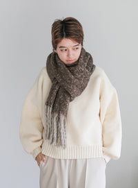 ボリュームフリンジヘリンボーンシャギーマフラー