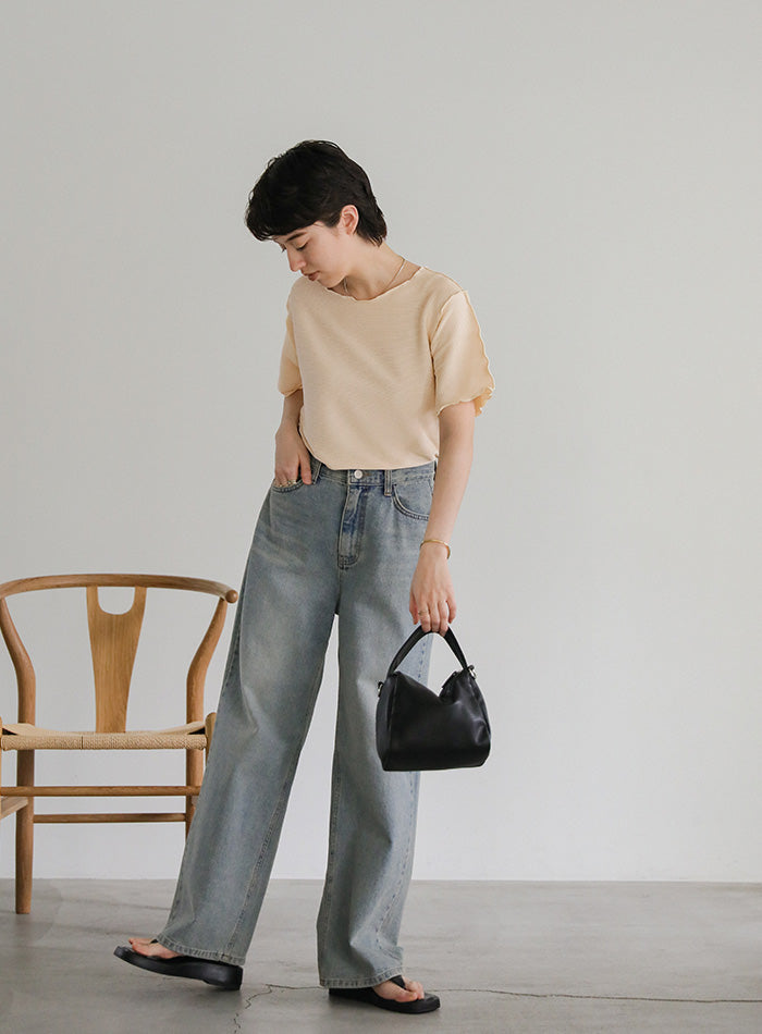 ハーフボタンデニムショートトップス（その他トップス）｜select