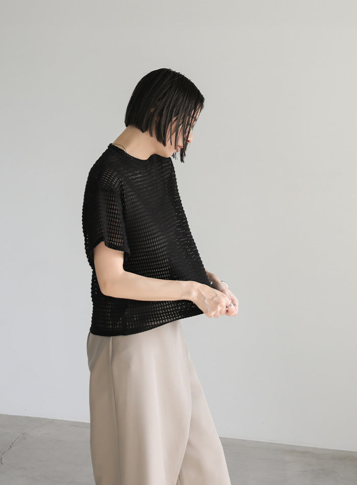 ドロップショルダーハーフスリーブメッシュトップス – SELECT MOCA