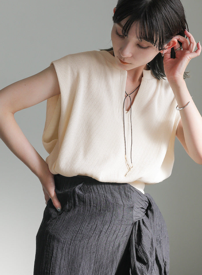 ワッフルフレンチスリーブトップス – SELECT MOCA