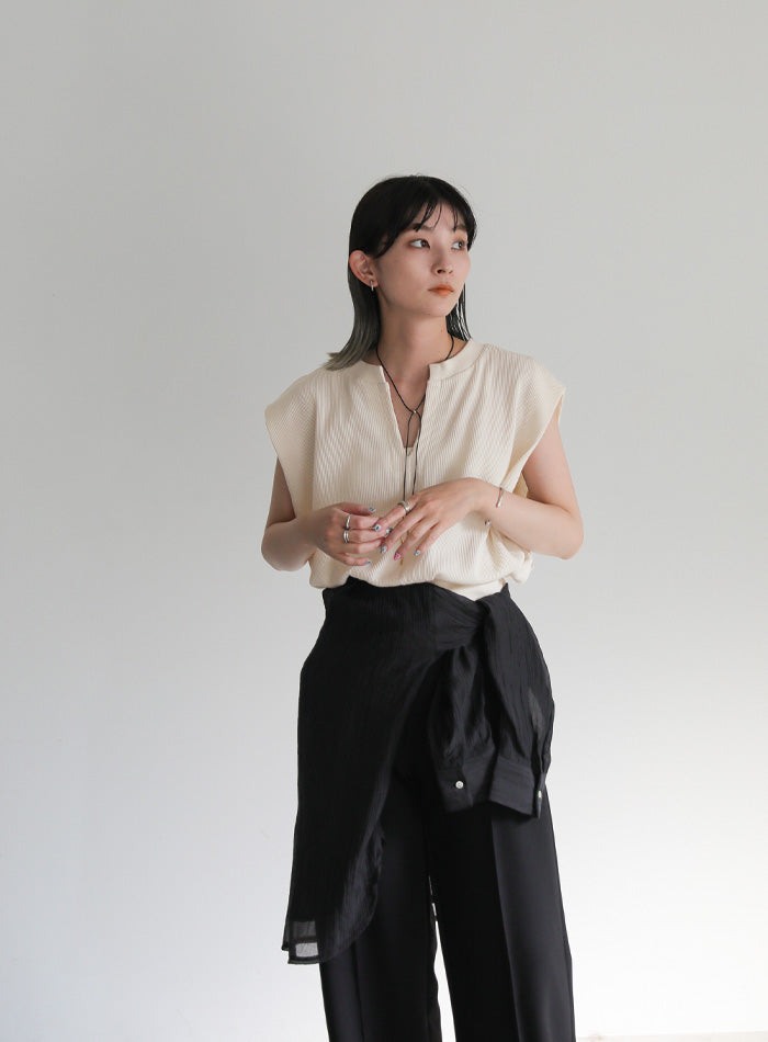 オープニング 大放出セール ワッフルフレンチスリーブトップス – MOCA SELECT トップス
