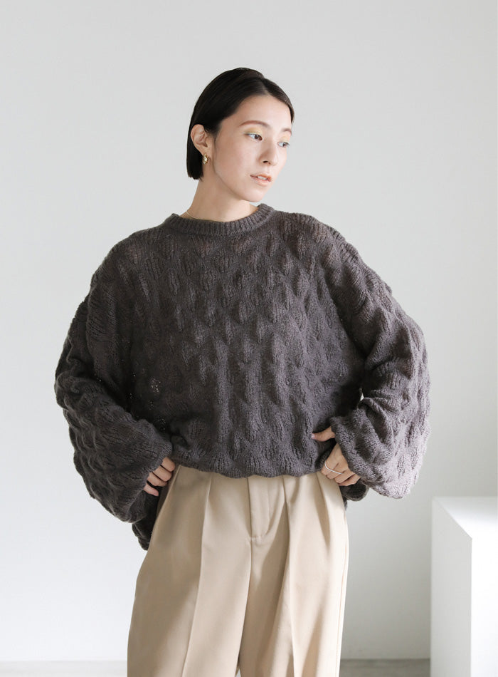 モヘアライクドロップ編みオーバーニット – SELECT MOCA