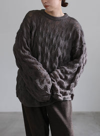 モヘアライクドロップ編みオーバーニット