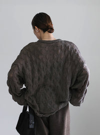 モヘアライクドロップ編みオーバーニット