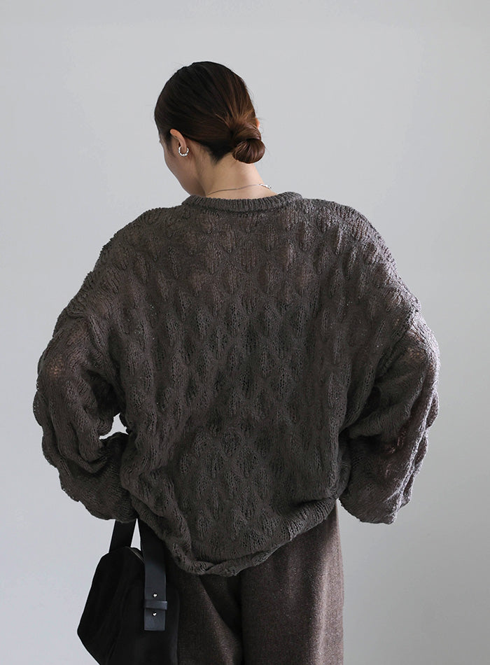 モヘアライクドロップ編みオーバーニット