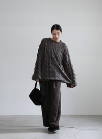 モヘアライクドロップ編みオーバーニット