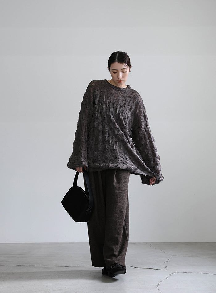 モヘアライクドロップ編みオーバーニット
