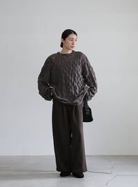 モヘアライクドロップ編みオーバーニット