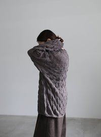 モヘアライクドロップ編みオーバーニット