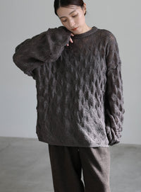 モヘアライクドロップ編みオーバーニット