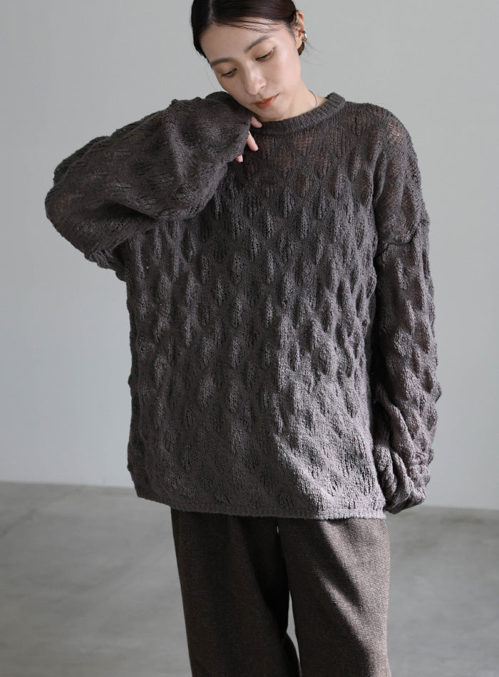 モヘアライクドロップ編みオーバーニット