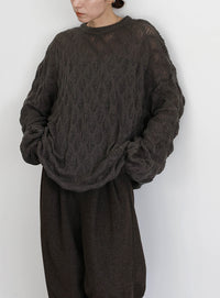 モヘアライクドロップ編みオーバーニット