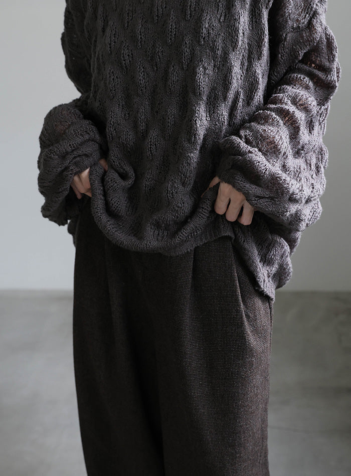 モヘアライクドロップ編みオーバーニット