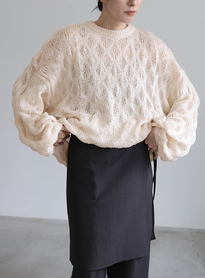 モヘアライクドロップ編みオーバーニット