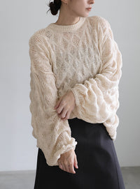 モヘアライクドロップ編みオーバーニット