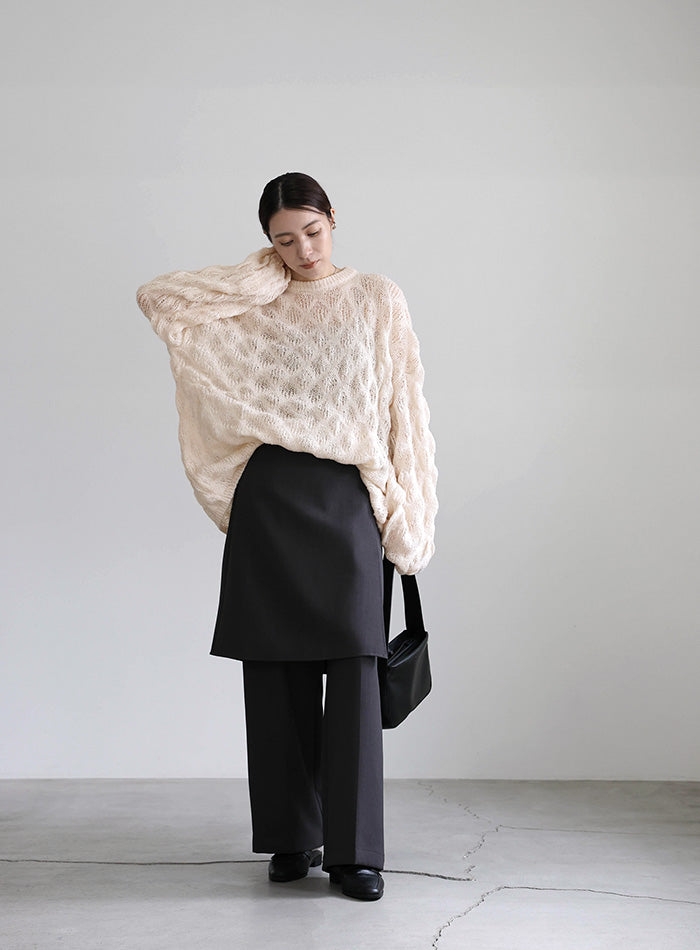 モヘアライクドロップ編みオーバーニット