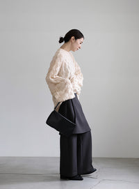 モヘアライクドロップ編みオーバーニット