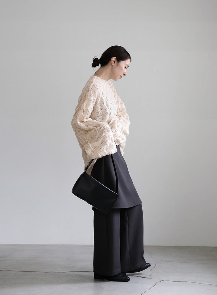 モヘアライクドロップ編みオーバーニット