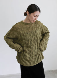 モヘアライクドロップ編みオーバーニット