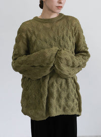 モヘアライクドロップ編みオーバーニット