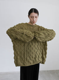 モヘアライクドロップ編みオーバーニット