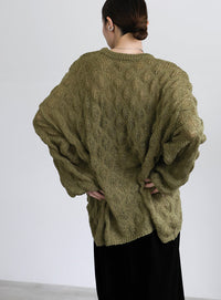 モヘアライクドロップ編みオーバーニット