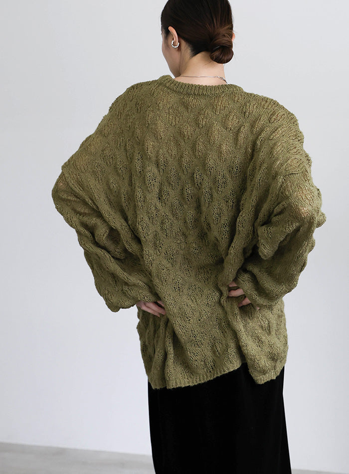 モヘアライクドロップ編みオーバーニット