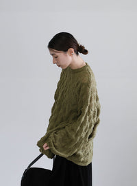 モヘアライクドロップ編みオーバーニット